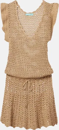 Melissa Odabash Annalise crochet lam&eacute; minidress