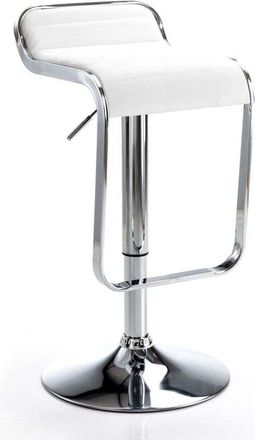 Oresteluchetta Taburete De Bar Ajustable En Piel Sint&eacute;tica Cromado Claude - Blanco