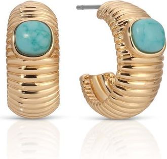Ettika Semiprecious Stone Hoop Earrings in Turquoise/Gold at Nordstrom