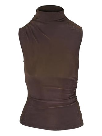 Veronica Beard Mylie mock-neck top - women - Polyamide/Metallised Fibres/Elastane - S - Gold