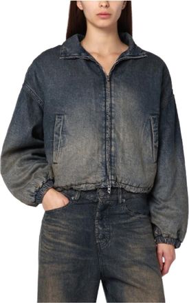 Diesel Womens De-Flower Jacket In Medium Blue With Faded Effect