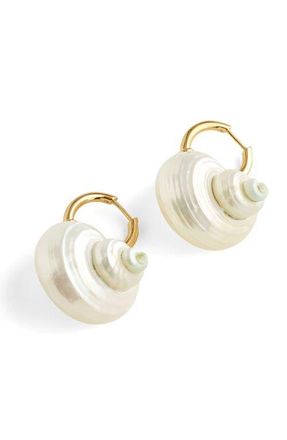 Madewell Shell Statement Hoop Earrings in Antique Gold at Nordstrom