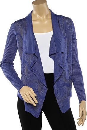 M Missoni Blue Patterned Knit Shawl Collar Shrug