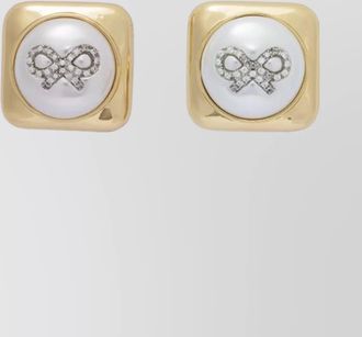 Self Portrait square stud earrings embellished detail