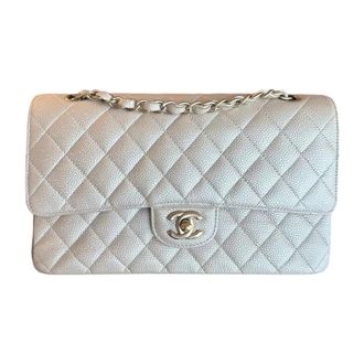 Chanel Iridescent Beige Medium Quilted Caviar Grained Calfskin Double Flap Bag