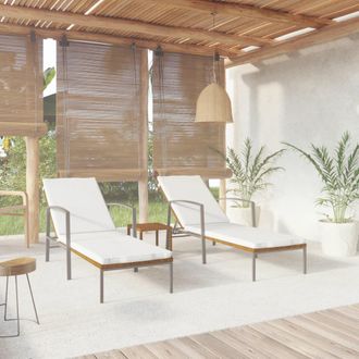 vidaXL Vidaxl - Tumbonas Con Mesita 2 Unidades Rat&aacute;n Sint&eacute;tico Marr&oacute;n