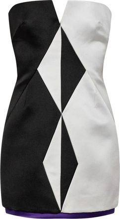 Versace Zijden Duchesse Mini Jurk - Dames - Korte kleedjes - Veelkleurig - XS - Leer - Kleedjes