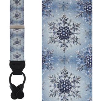 Trafalgar Store Big and Tall Clarence The Classy Snowflake Silk Holiday Button End Brace in Light Blue at Nordstrom, Size One Size Big