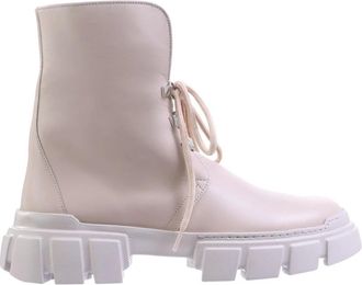H&ouml;gl Beige Winter Hike Enkellaarsjes - Dames - Veterlaarzen - Beige - 37 EU - Leer - Schoenen