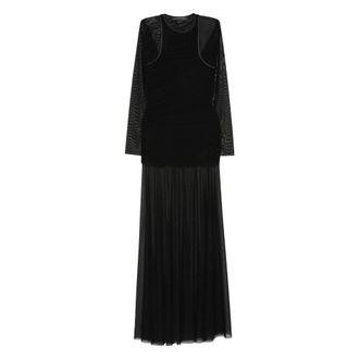 Federico Cina Sheer Gelaagde Jurk - Dames - Maxi kleedjes - Zwart - S - Kleedjes