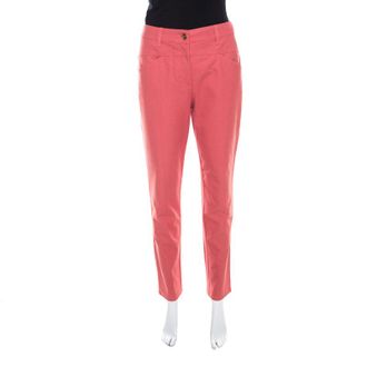 Escada Coral Pink Stretch Denim Teresa Straight Leg Jeans