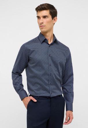 Eterna Langarmhemd ETERNA MODERN FIT, Herren, Gr. 46, Normalgr&ouml;ssen, dunkelblau, Twill, 100% Baumwolle, tailliert, Manschette, Hemden Langarmhemd, NON IRON (