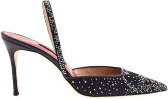 Carolina Herrera Satijnen Hakken met Kristallen Initialen - Dames - Pumps - Zwart - 38 EU - Satijn - Schoenen