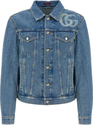 Gucci Gg Denim Jacket Puffer Jackets Blu-Uomo