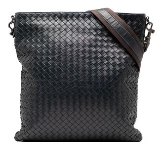 Bottega Veneta Blue Leather Intrecciato Crossbody