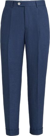 Brunello Cucinelli D&eacute;lav&eacute; linen trousers in Navy Blue at Nordstrom, Size 50 It