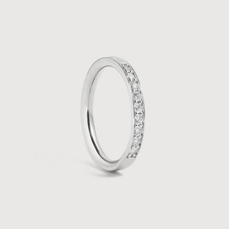 Monica Vinader Sterling Silver Essential Pav&eacute; Diamond Ring Lab Grown Diamond