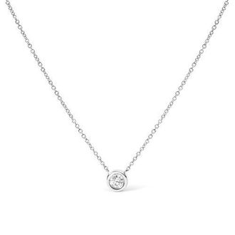 House of Brilliance 14K White Gold 1/2 Cttw Lab Grown Diamond Modern Bezel-Set Solitaire 16-18 Pendant Necklace at Nordstrom
