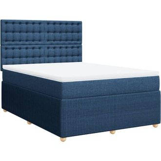 vidaXL Cama Box Spring Con Colch&oacute;n Tela Azul 160x200 Cm Vidaxl