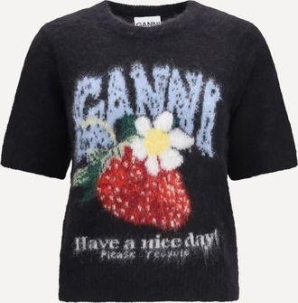 Ganni T-shirt in misto alpaca e lana Woman XS