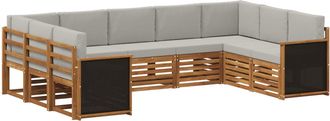 vidaXL Conjunto De Sof&aacute;s De Exterior 7 Uds. Natural Y Gris Claro Vidaxl