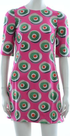 Dolce & Gabbana Roze Zijden Cup Cake Shift Jurk met Stretch