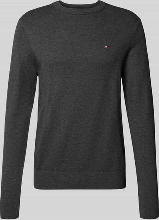 Tommy Hilfiger Regular Fit Strickpullover aus Baumwoll-Kaschmir-Mix in Anthrazit Melange, Größe XXXL