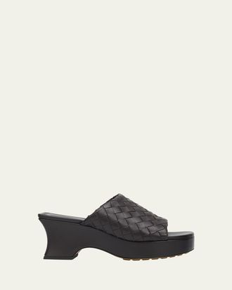 Bottega Veneta 70mm Rosita Intrecciato Leather Wedge Mules