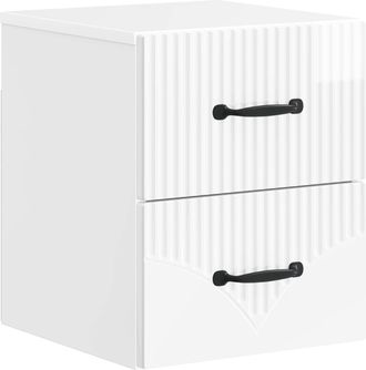 vidaXL Mesita De Noche De Pared Con Caj&oacute;n Brillante 34,5 X 33 X 40 Cm Vidaxl