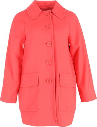 Moschino Single-Breasted Coat wit Pockets in Coral Wool