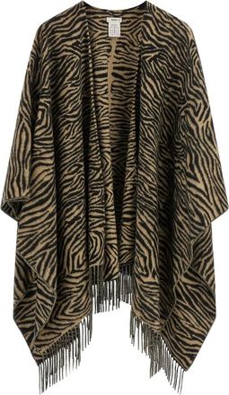 Fendi Poncho de Lana con Estampado Animalier de Tigre - Jackets - Mujer - Beige - ONE SIZE