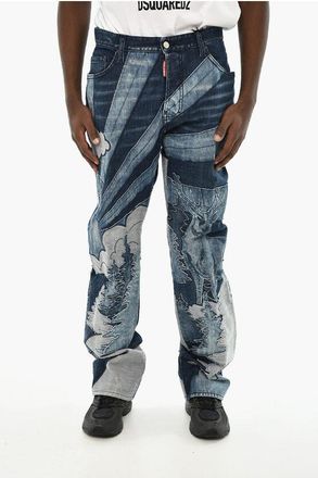 Dsquared2 Distressed Effect ROADIE Jeans with Maxi Patch 23cm size 46