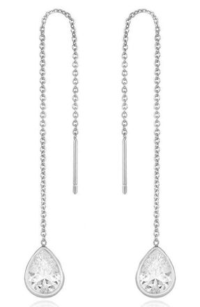 Ettika Barely There Cubic Zirconia Threader Earrings in Rhodium at Nordstrom