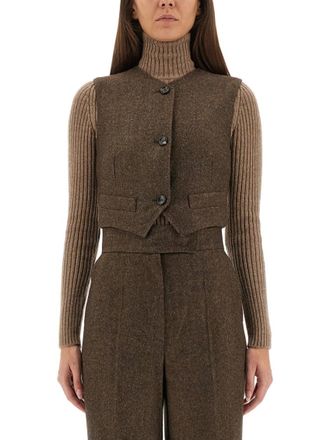 Max Mara Dark Brown Crew Neck Top