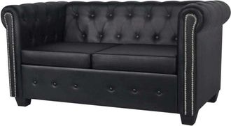 vidaXL Vidaxl - Sof&aacute; Chesterfield De 2 Plazas Cuero Sint&eacute;tico Negro