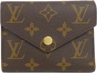 Louis Vuitton Fuchsia Marron Coated Canvas Wallet (Tri-Fold) (Pre-Owned)