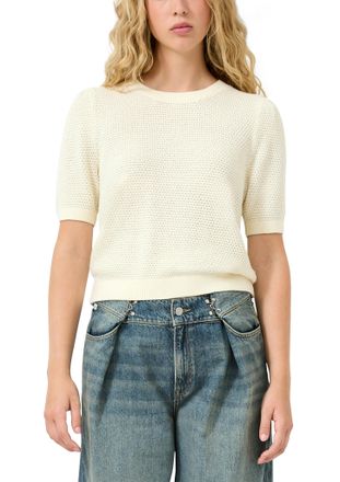 QS by s.Oliver Strickpullover QS, Damen, Gr. XXL (44), ecru, Strick, Obermaterial: 50% Baumwolle, 50% Polyacryl, unifarben, normal h&uuml;ftbedeckend, Rundhals, B&uuml;ndchen,