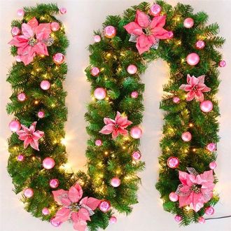 OEM Bastones Navide&ntilde;os, Decoraci&oacute;n Para &Aacute;rbol De Navidad, Juego De Coronas Doradas Y Rojas, Bastones Navide&ntilde;os Con Luces Led, 2,7 M, Plateado