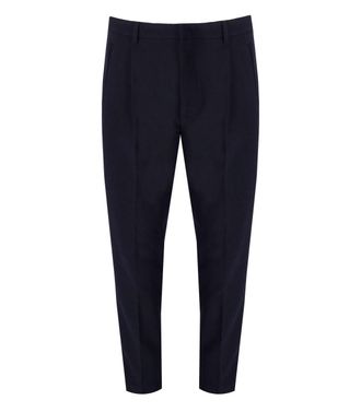 Emporio Armani Navy Blue Viscose Blend Trousers