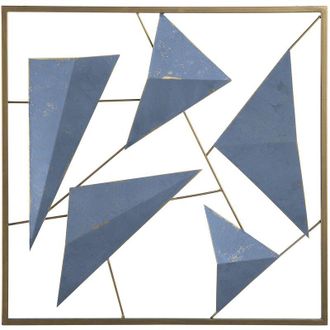 Beliani Beliani - Decoraci&oacute;n De Pared 3d Geom&eacute;trica Azul Y Dorado Arte De Pared De Metal Estilo Costero Moderno Zinc