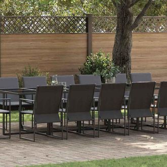 vidaXL Conjunto De Comedor De Jard&iacute;n 17 Pcs Negro Acero Vidaxl