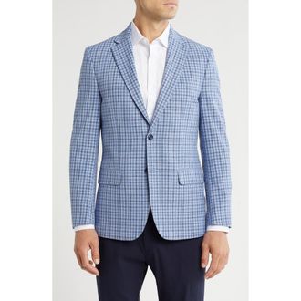 Tommy Hilfiger Grid Stretch Suit Jacket in Blue/Charcoal at Nordstrom Rack, Size 46