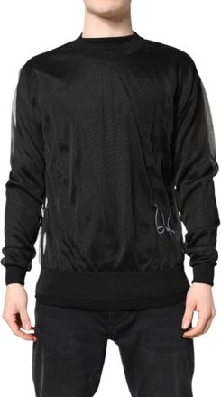 Dolce & Gabbana Black Logo Knitted Crewneck Pullover Mens Sweater (Pre-Owned)