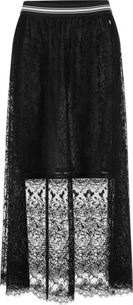 Marc Cain Midi rok van kant - Dames - Midirokken - Zwart - M - Katoen - Rokken