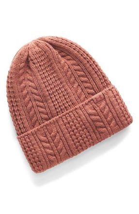 Under Armour Halftime Cable Knit Beanie in Sequoia /Sequoia /Cinna Red at Nordstrom