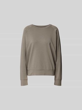 Juvia Sweatshirt mit gerippten Abschl&uuml;ssen in Khaki, Gr&ouml;&szlig;e M