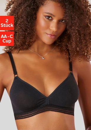 Petite Fleur Bralette-BH PETITE FLEUR, Damen, Gr. 85, Cup C, schwarz-weiss (wei&szlig;, schwarz), Jersey, Obermaterial: 95% Baumwolle, 5% Elasthan, Basic, BHs Bralette-B