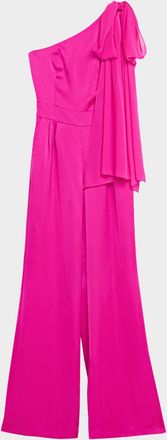 Ramy Brook Genny One-Shoulder Silk Jumpsuit