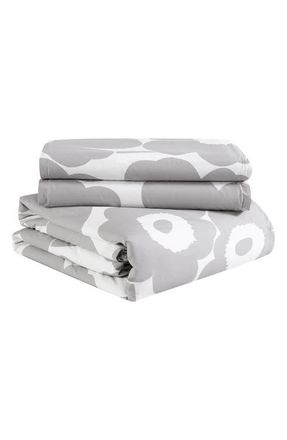 Marimekko Unikko Duvet Cover & Sham Set in Lt-Pastel Grey at Nordstrom, Size Queen