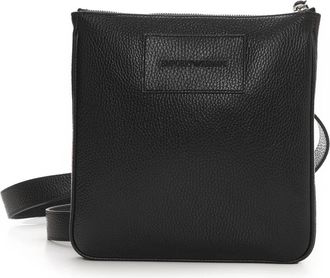 Emporio Armani Platte schoudertas van getrommeld leer - Heren - Schoudertassen - Zwart - ONE Size - Leer - Tassen